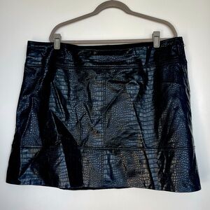 Black croc mini skirt